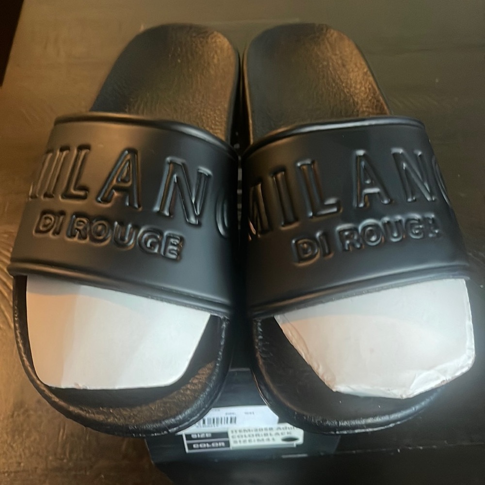 Milano Di Rouge Simma Slides (Black) Size 41 (US Women’s 10)